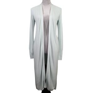 Ann Taylor Sweater Petites XXSP Green Long Duster Cardigan Open Front Tunic